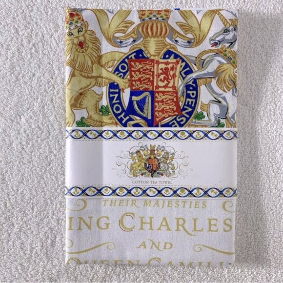 Royal Collection Trust Royal Crest Cotton Tea Towel King Charles Queen Camilla - Picture 1 of 6